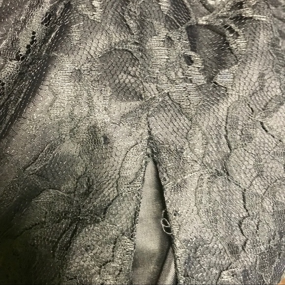 VINTAGE 80’s Women’s S Black Lace Plunging Evening Dress with Bow - Picture 15 of 15